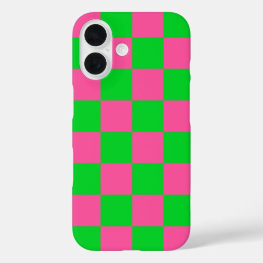 ピンクの緑のチェッ市松模様にクパターン Case-Mate iPhoneケース (裏面)