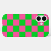 ピンクの緑のチェッ市松模様にクパターン Case-Mate iPhoneケース (裏面 (横))
