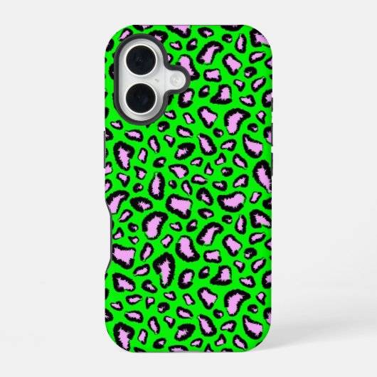 ピンクの緑のトラ iPhone 16ケース (裏面)