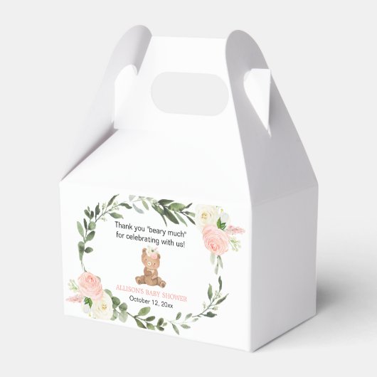 ピンクの緑のフローラテディベアの女の子の好意ボックス フェイバーボックス (裏面サイド)