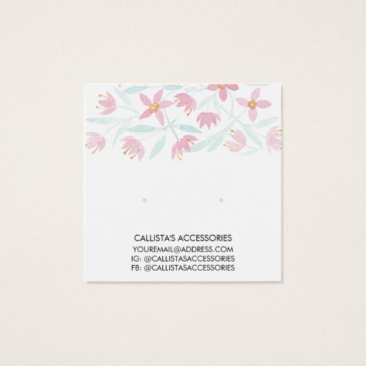 ピンクの緑のフローラ水色イヤリングディスプレイ (裏面)