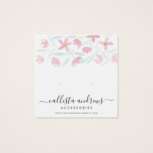 ピンクの緑のフローラ水色イヤリングディスプレイ (正面)