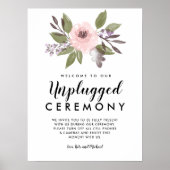 ピンクの緑のフローラ結婚が抜けた式のサイン ポスター (正面)