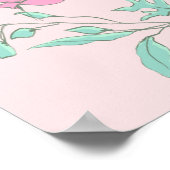 ピンクの緑のフローラ結婚リースの座席表 ポスター (角)