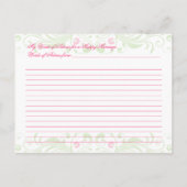 ピンクの緑のフローラ花嫁のためのアドバイスの言葉 アドバイスカード (裏面)