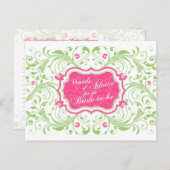 ピンクの緑のフローラ花嫁のためのアドバイスの言葉 アドバイスカード (正面/裏面)
