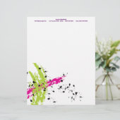 ピンクの緑のペンキのしぶきインクレターヘッド文房具 レターヘッド (スタンド正面)