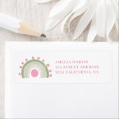 ピンクの緑のボーホレインボーサンシャインベビーシャワー ラベル (インサイチュ)