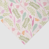 ピンクの緑のヴィンテージの春のボヘミアの花パターン 薄葉紙 (詳細)