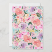 ピンクの緑のヴィンテージの花のベビーシャワーの招待状 招待状 (裏面)