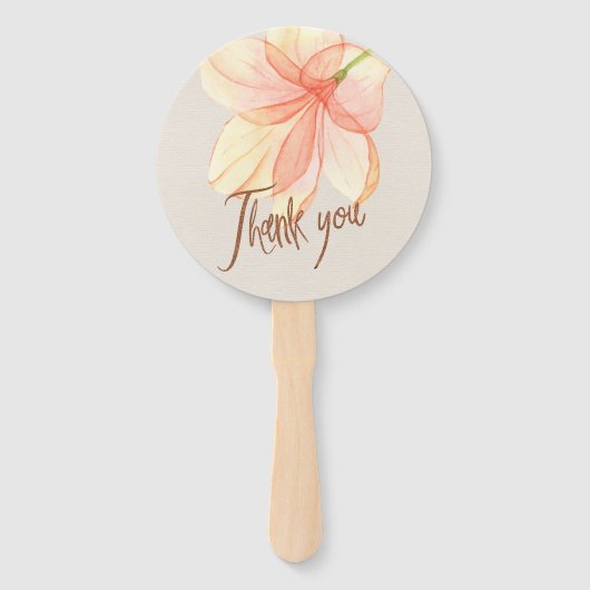 ピンクの緑の夏の水色フローラブライダルシャワー ハンドファン (裏面)