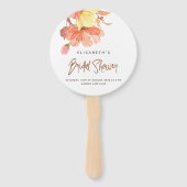 ピンクの緑の夏の水色フローラブライダルシャワー ハンドファン (正面)