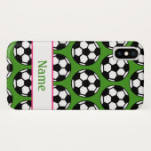 ピンクの緑の女の子のサッカーボールのiPhone 5の箱 Case-Mate iPhoneケース (裏面(横))