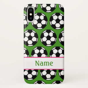 ピンクの緑の女の子のサッカーボールのiPhone 5の箱 iPhone X ケース