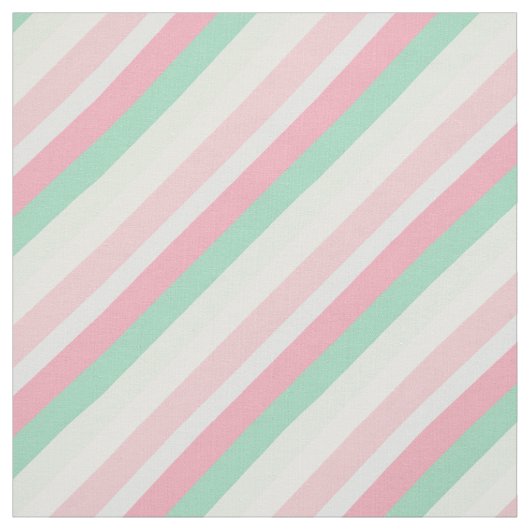 ピンクの緑の対角線のストライプパターン ファブリック (見本)