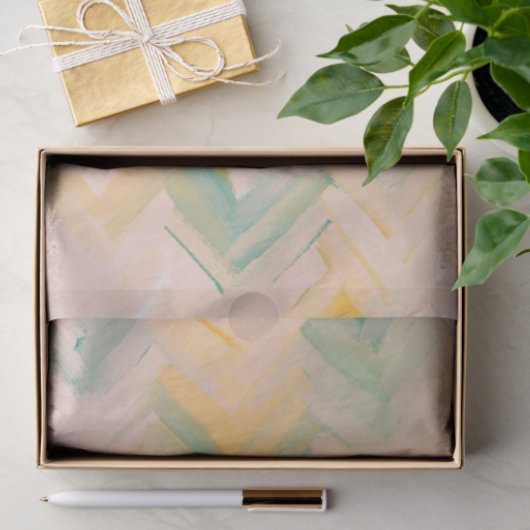 ピンクの緑の山形抽象芸術の幾何学線パターン 薄葉紙 (ギフト)