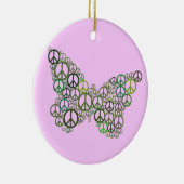 ピンクの緑の平和蝶オーナメント セラミックオーナメント (右)