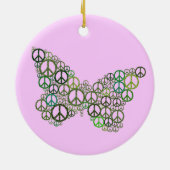 ピンクの緑の平和蝶オーナメント セラミックオーナメント (裏面)
