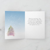 ピンクの緑の水色のクリスマスツリー芸術的 シーズンカード (内部)