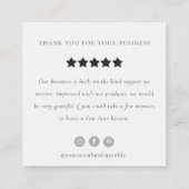 ピンクの緑の水色の牡丹フローラレビュー要求 スクエア名刺 (裏面)