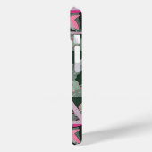 ピンクの緑の灰色の花、蝶のはっきりしたフローラ Case-Mate iPhoneケース (裏面 / 左)