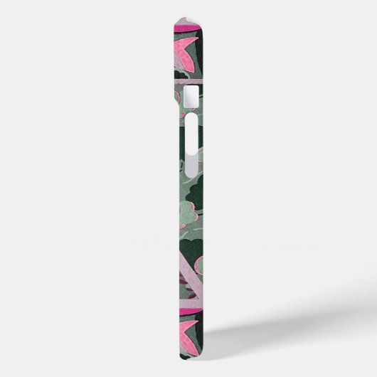 ピンクの緑の灰色の花、蝶のはっきりしたフローラ Case-Mate iPhoneケース (裏面 / 左)