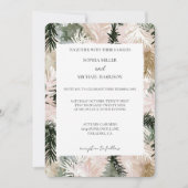 ピンクの緑の白いクリスマスツリー結婚ズ 招待状 (正面)