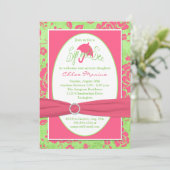 ピンクの緑の白い花の一口は招待状を見、 招待状 (スタンド正面)