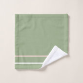 ピンクの緑の白ストライプ色のジオメトストライプリ バスタオルセット (ウォッシュタオル)