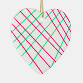 ピンクの緑の線、キッズアート、ジオメ絵画トリ セラミックオーナメント (右)