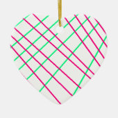 ピンクの緑の線、キッズアート、ジオメ絵画トリ セラミックオーナメント (正面)