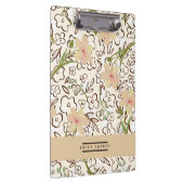 ピンクの緑の花のパターンのクリップボパーソナライズされたード クリップボード (右)