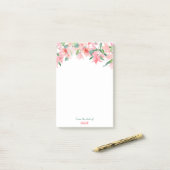 ピンクの緑の花のボーダー ポストイット (デスク上)