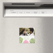 ピンクの緑の花びらは日付の結婚磁石を保存 マグネット (インサイチュ (食洗機))