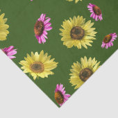 ピンクの緑の黄色のひまわり夏 薄葉紙 (詳細)