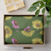 ピンクの緑の黄色のひまわり夏 薄葉紙 (ギフト)