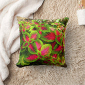 ピンクの緑の黄色熱帯枕 クッション (ブランケット)