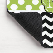 ピンクの緑の黒はダマスク織のパーソナライズなマウスパッドに点を打ちます マウスパッド (コーナー)