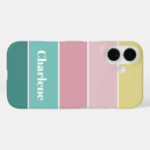 ピンクの緑カスタムの夏の色ブロックストライプ Case-Mate iPhoneケース (裏面 (横))
