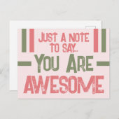 ピンクの緑色素晴らしのメモ ポストカード (正面/裏面)