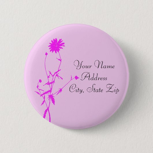 ピンクの緑豊かなボタン 缶バッジ (正面)