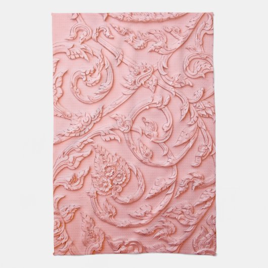 ピンクの線条細工の木製の切り分けるFlorの台所皿タオル キッチンタオル (縦)