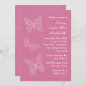 ピンクの線条細工の蝶 招待状 (正面/裏面)