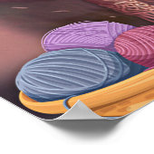 ピンクの編み帽とマフラーをしたかわいい猫のアート作品 ポスター (角)