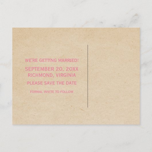 ピンクの縁どアールデコ日付はがきを保存 案内ポストカード (裏面)