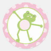 ピンクの縁取りのカエル ステッカー (正面)