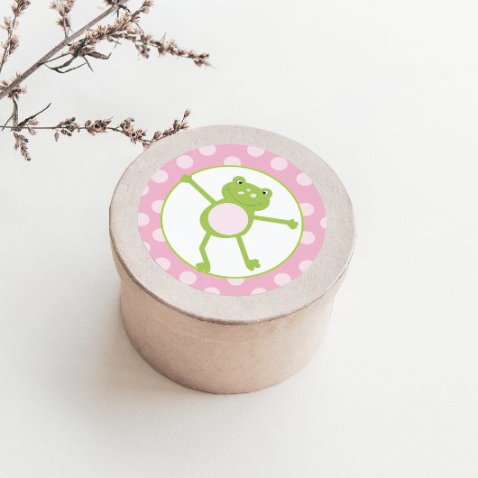 ピンクの縁取りのカエル ステッカー