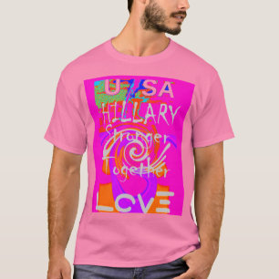 ピンクの縁取りのヒラリーにインスパイアされたアートプリント Tシャツ