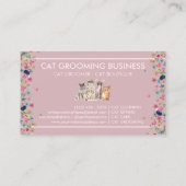 ピンクの縁取りの花柄フレーム 猫の愛 ペット パウズ 名刺 (裏面)