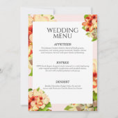 ピンクの縁取りの花柄結婚式メニュー 招待状 (正面)
